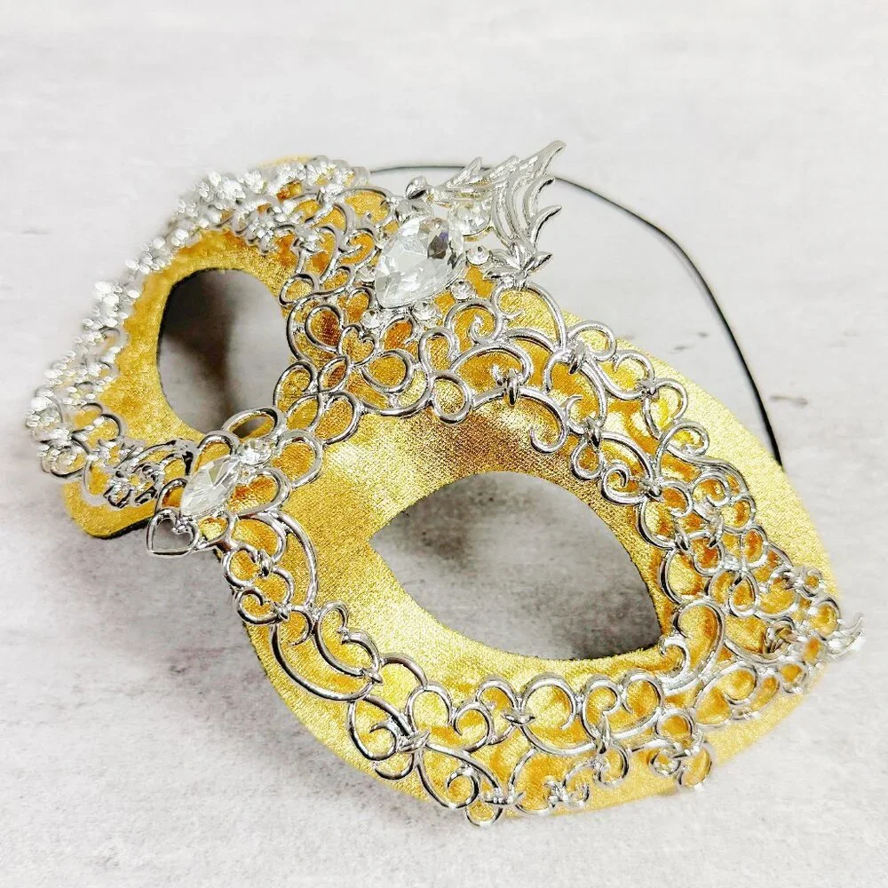 Share 2 in 1 gold mask, Masquerade party wedding, silver masquerade mask, Part